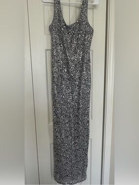 Silver Sequin Maxi Dress - Elegant Sleeveless Gown